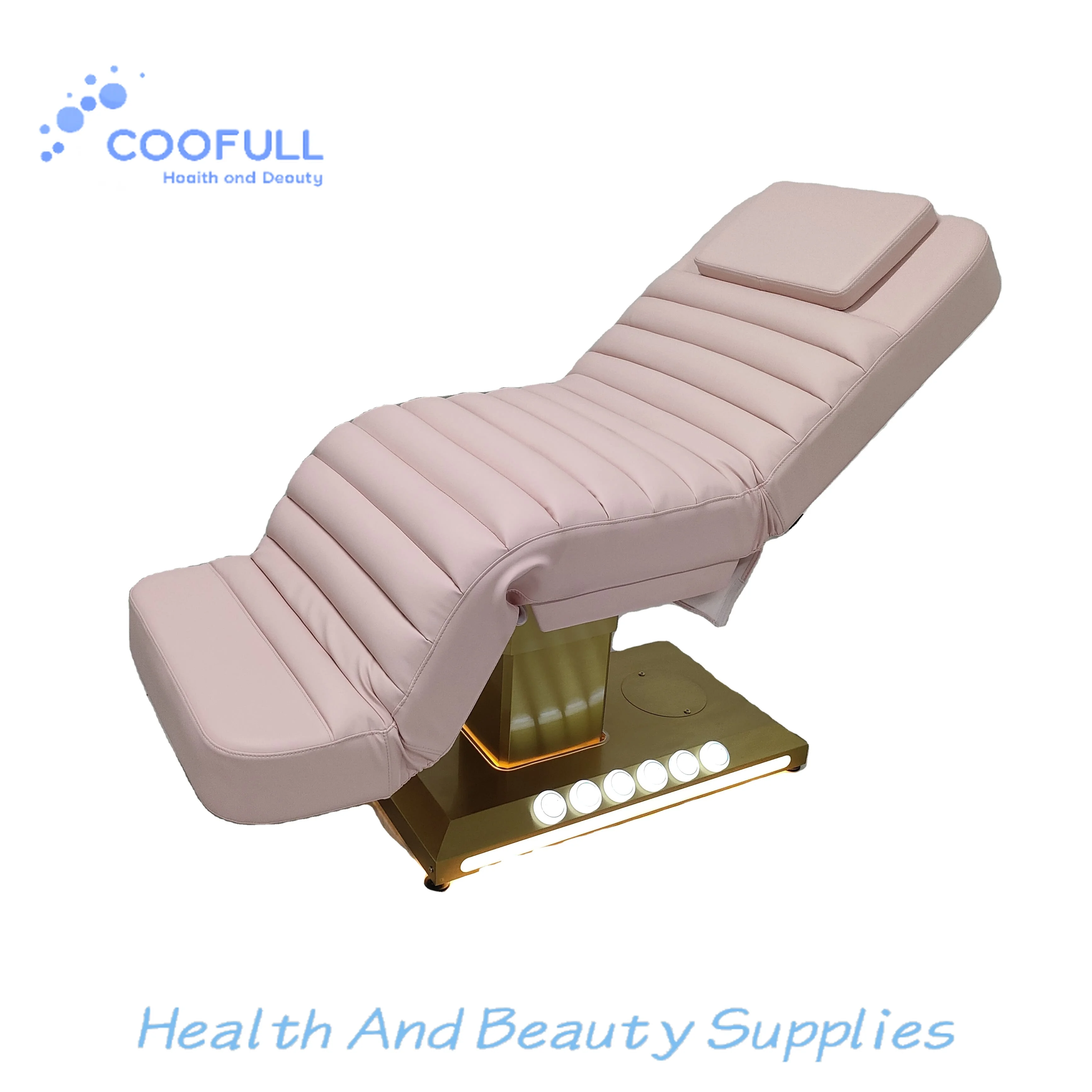 Coofull Luxurious Beauty Shop Spa Facial Chair Bed 3 Motors Adjustable Electric Reclining Massage Table and Bed