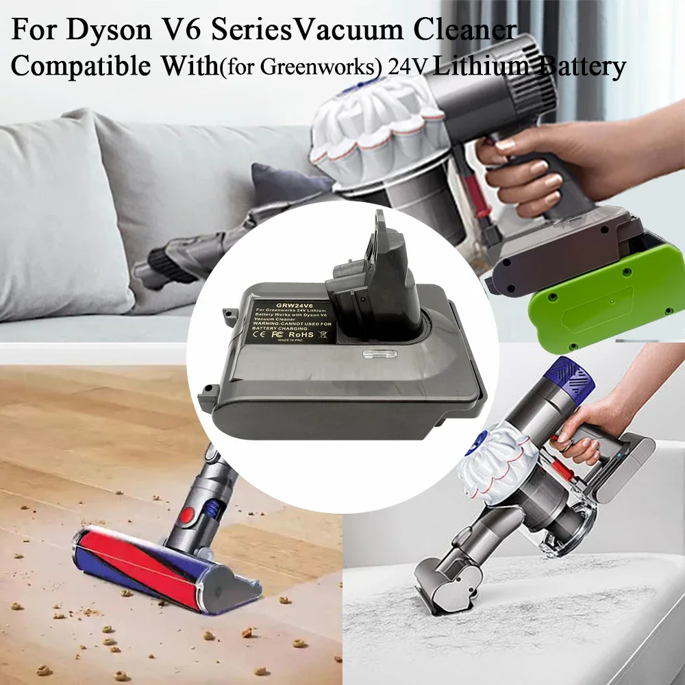 For Greenworks 24V Lithium Batteries Converting To for Dyson V6 Vacuum Cleaners Power Tools GRW24V6 Battery Adapter Converter