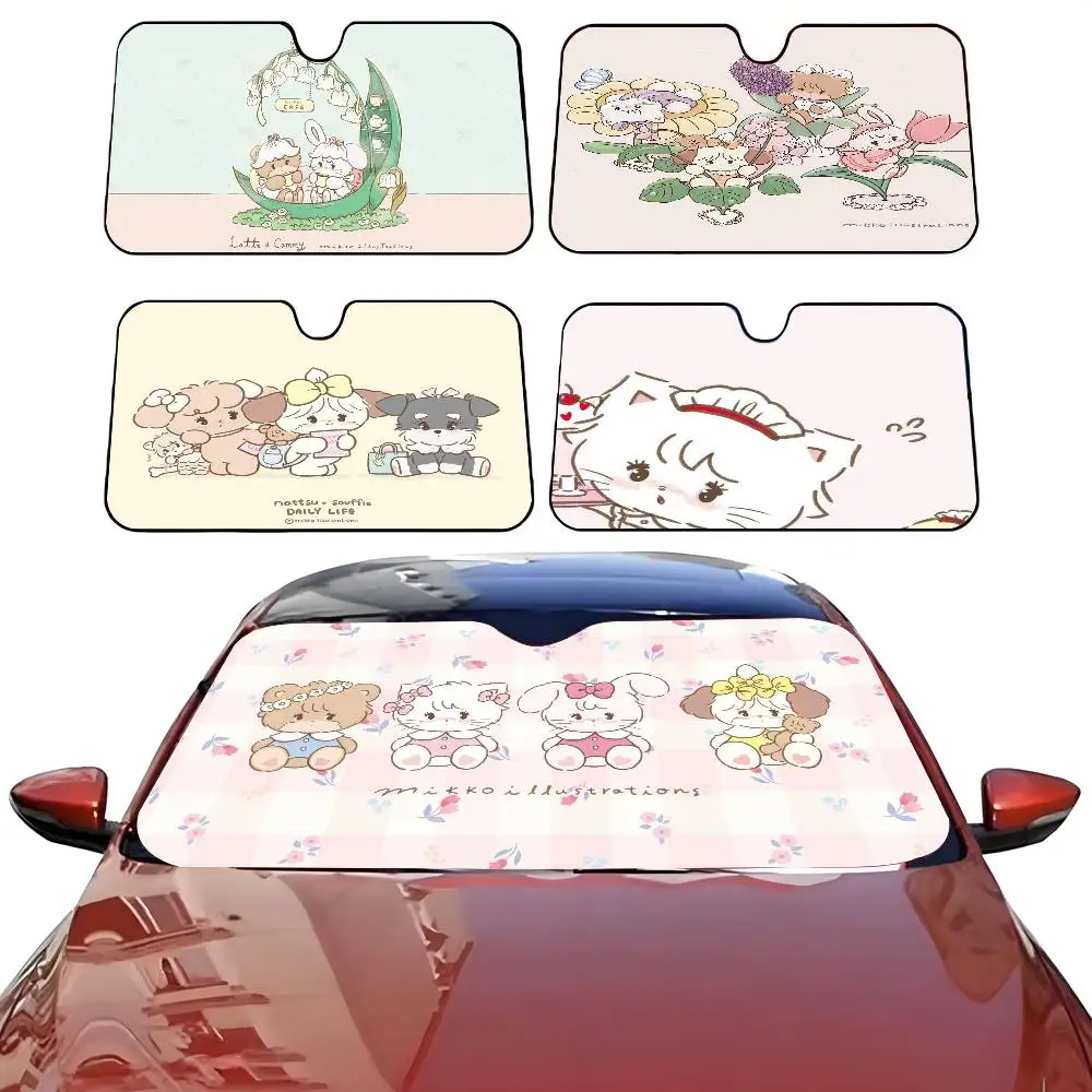 

Cute M-Mikko Illustrations Car SunShade Parasol Car Windshield Sun Shade UV Protection and Interior Cooler