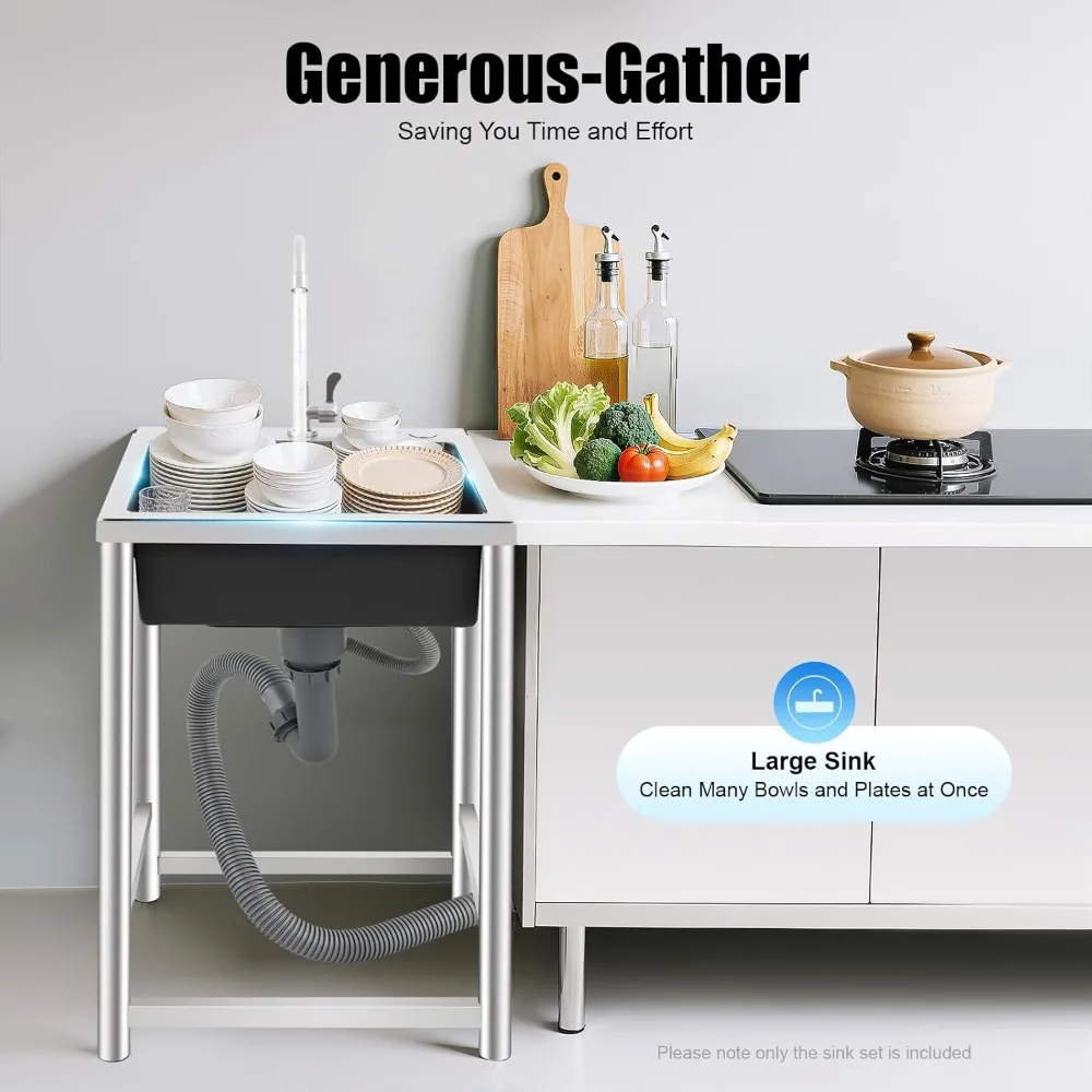 حوض تجاري فردي من الفولاذ المقاوم للصدأ مع صنبور لمحطة غسيل يدوية للمطاعم والمطبخ #2