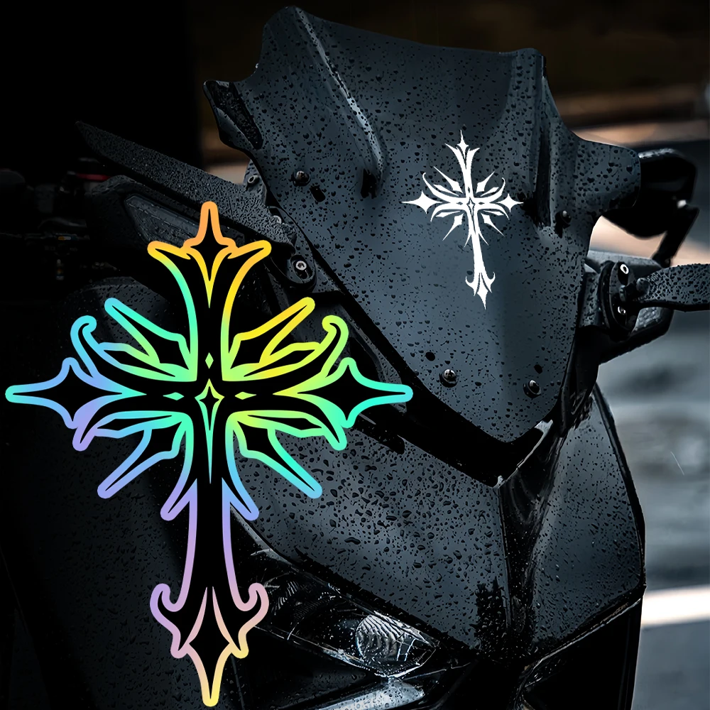 

Gothic Tribal Cross Waterproof Sticker, Religious Vinyl Decal for Motorcycle Helmet Car Trunk Decor