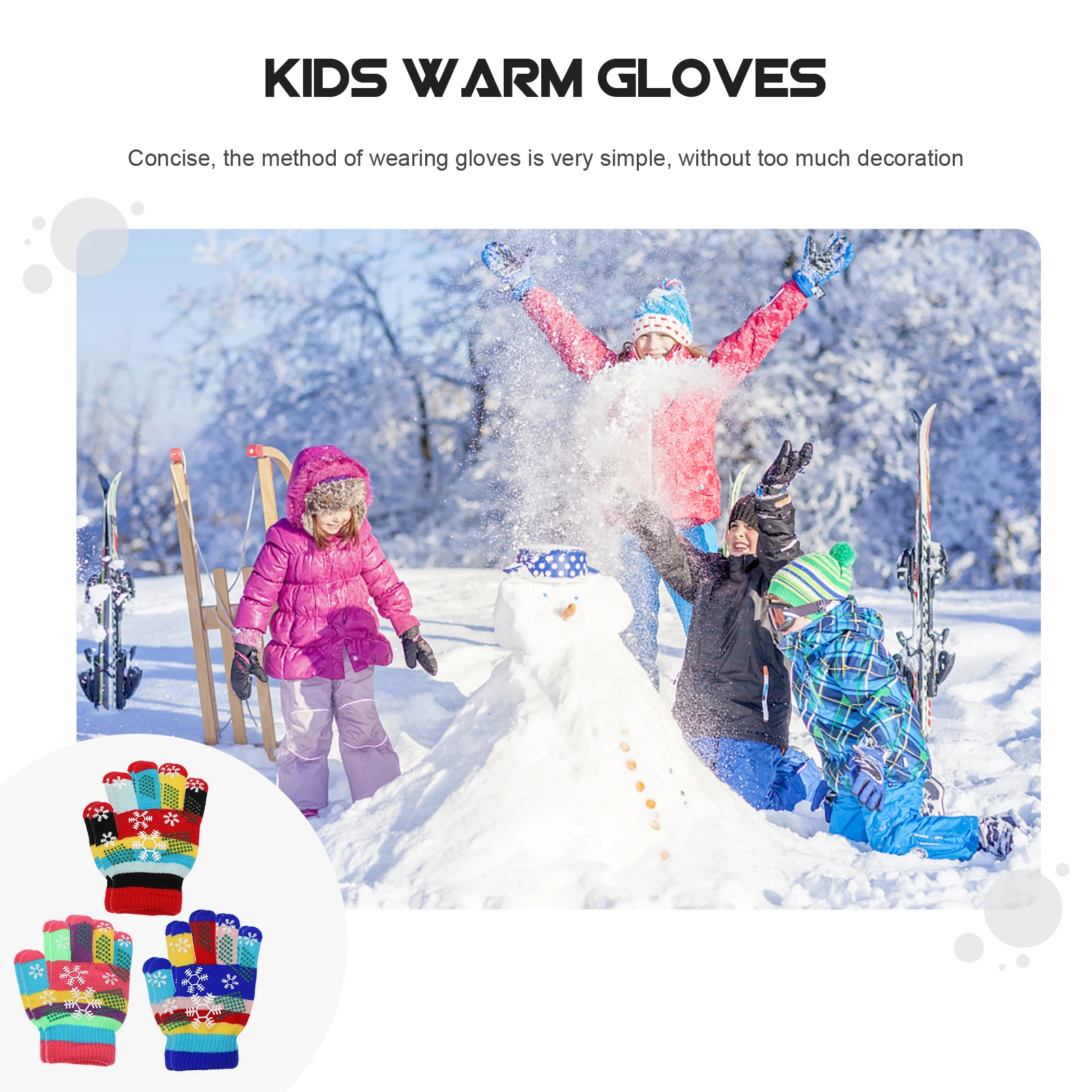 

Winter Gloves 6 Pairs Girls Thermal Children Full Finger Touch Screen Warm Keep Warm Gloves Suitable Outdoor Sports Cycling
