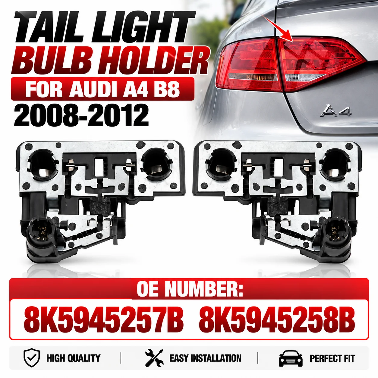 For Audi A4 B8 Saloon 2009-2012 Rear Inner Light Bulb Holder Right/Left Side Repair Parts Auto Accessory 8K5945257B 8K5945258B