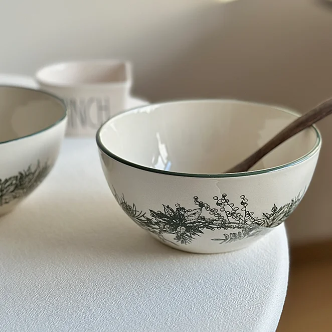 LMM good-looking plants and flowers warm bowl ceramic underglaze salad bowl