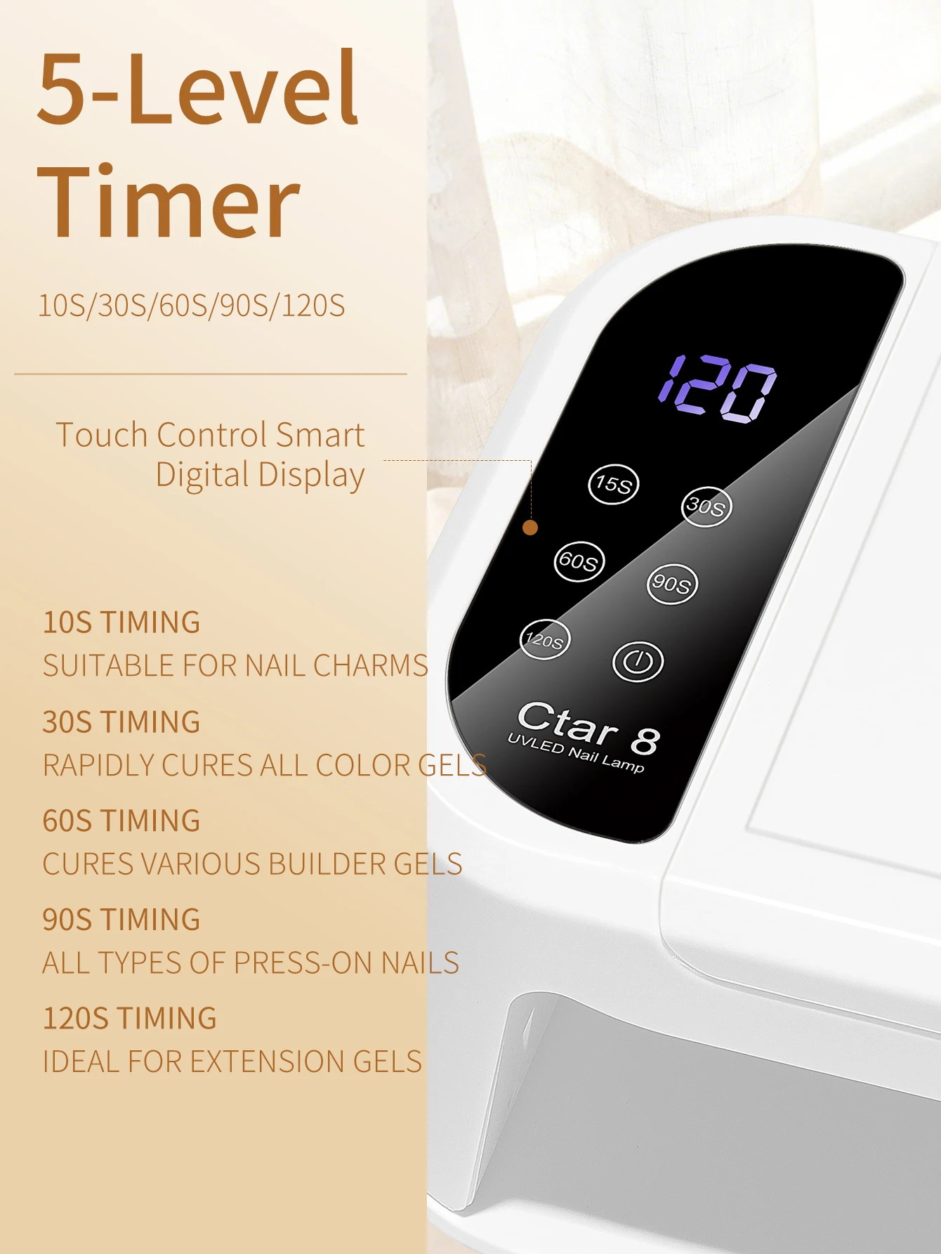 1 قطعة LED وسادة اليد ضوء مصباح الأشعة فوق البنفسجية الغراء مجفف ، سريع مسمار مجفف مسمار البولندية علاج مصباح الأشعة فوق البنفسجية مع 5 الموقتات