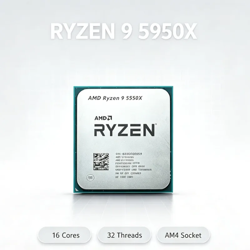 R9 5950X AMD Ryzen 9 16 Core 3.4GHz AM4 105W Computer CPU No Cooler