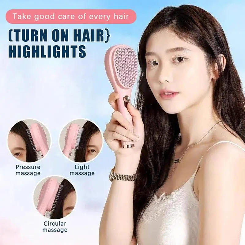 New Self Cleaning Detangling Hair Brush With Soft Massage Bristles And One Click Hair Removal For Home Travel Daily Hair Care