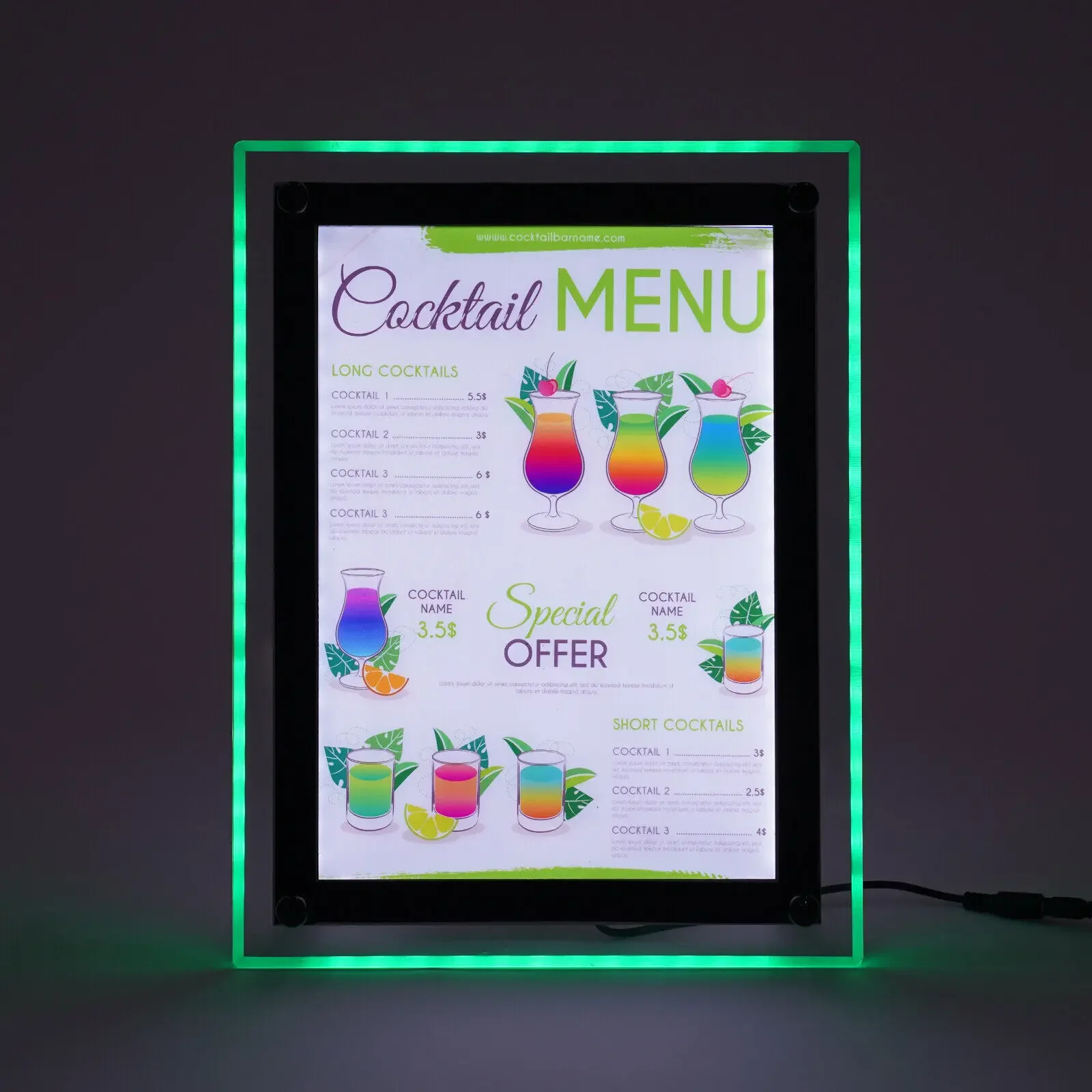 A4 Size 17"x11" Commercial LED Light Box - Backlit Menu Board for Restaurants, Illuminated Advertising Sign