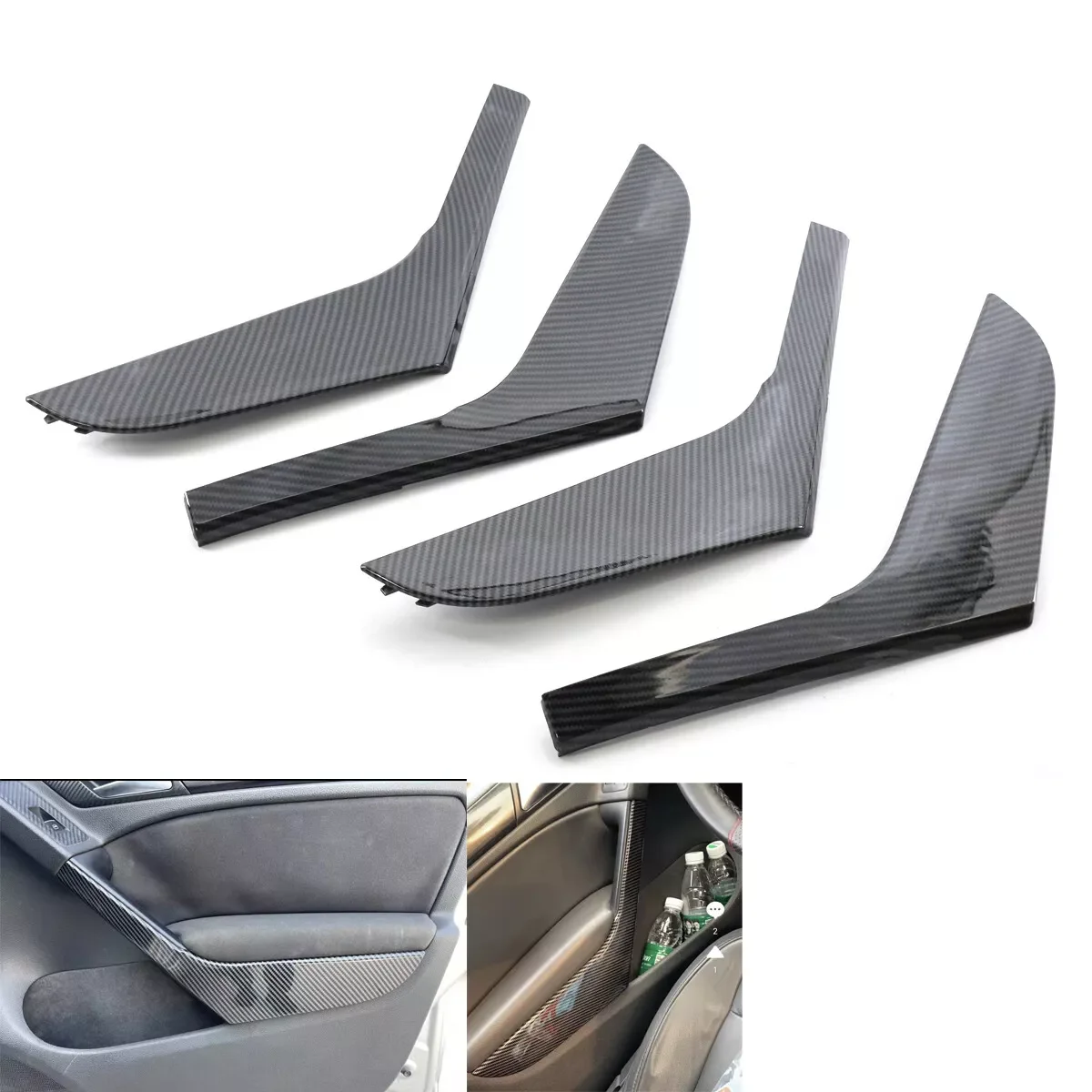 4Pcs/set Carbon Look Car Interior Door Armrest Handle Strips Cover 5K4868039A 5K4868040A For VW Volkswagen GOLF 6 2009-2013