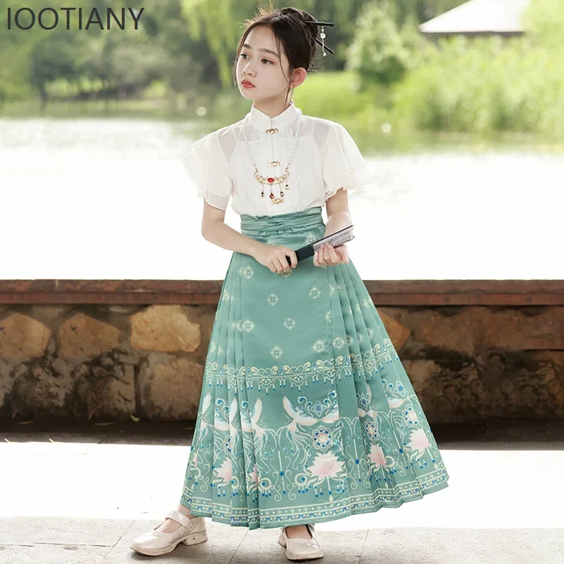 CosplayBaby Tops Horse-faced Skirt Suits Girls Hanfu Role-playing Children's Clothing Children's Clothing Chinese Traditional Cl