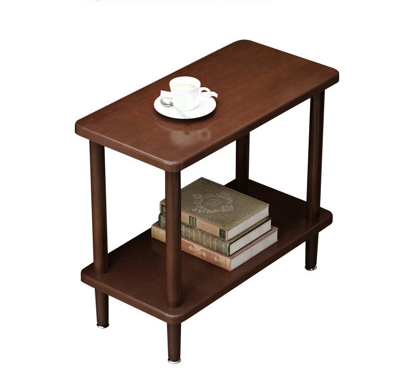 

Log sofa side table Solid wood double layer small coffee Chinese side Simple modern