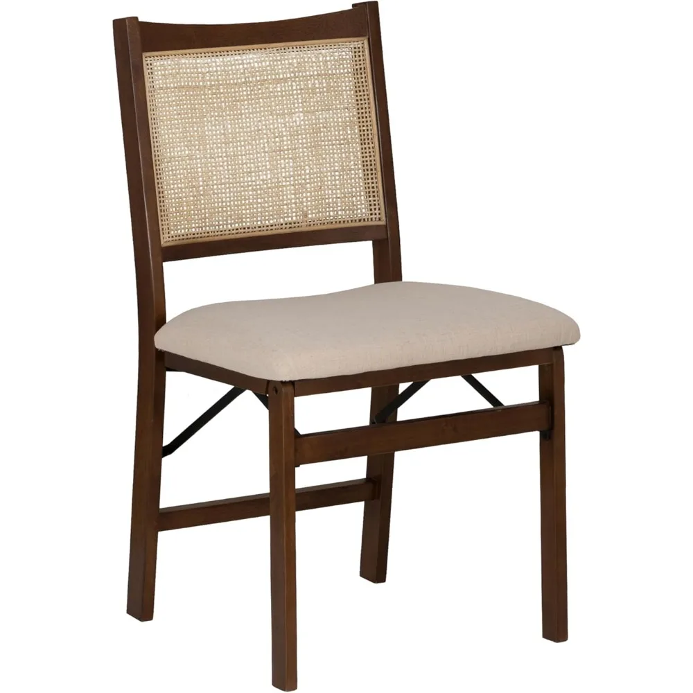

Kasi Brown and Natural Rattan Cane Fully Assembled Foldable Wooden Dining Side Chair