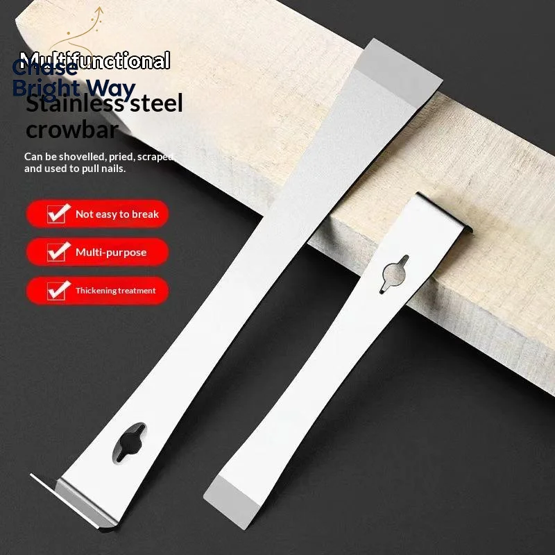 Stainless Steel Heavy Duty Pry Bar Scraper Tool Multi-Purpose Shock Resistant for Demolition Siding Removal Garage Repair Jobs