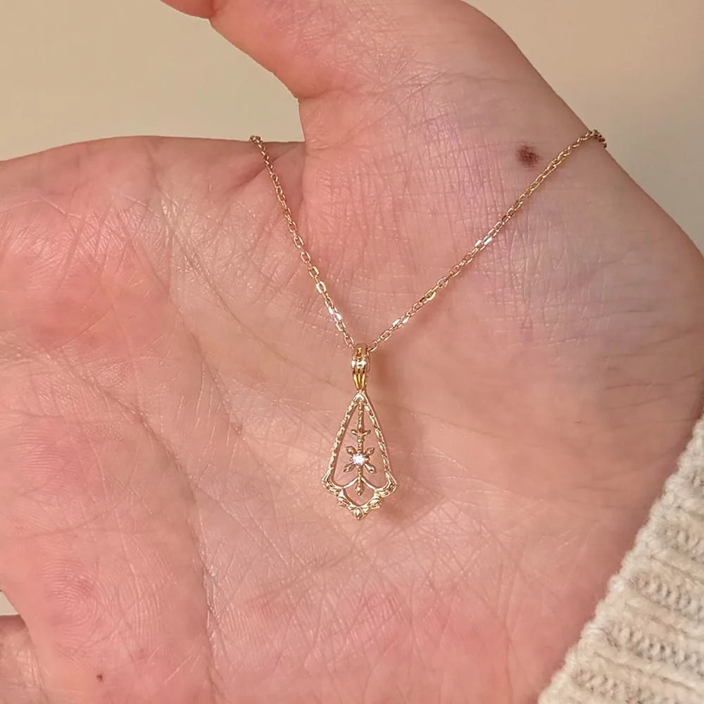 Exquisite Simple 925 Sterling Silver Hollowed Lace Waterdrop Pendant Necklace Dangle Earrings Set for Women Jewelry Sets Gifts
