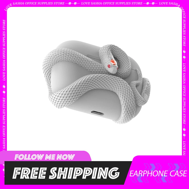 

Original Gemstone Snake Airpods Case Decoration 3d Openwork Design Protective Case For Airpodspro Earphone Accessories Y2k Gift