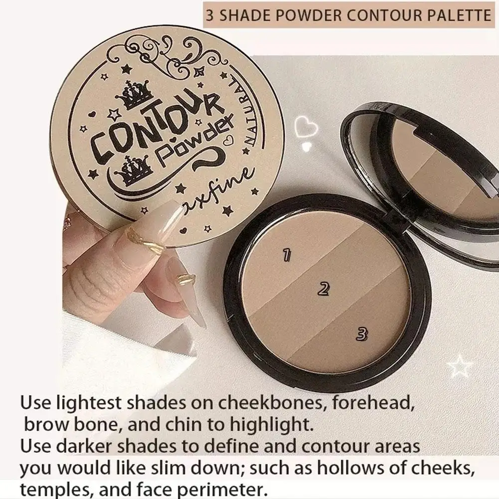 3 Color Contouring Powder Rose Pink Bronzer Palette Long Lasting Natural Stereoscopic Face Shading Powder Contour Powder Palette