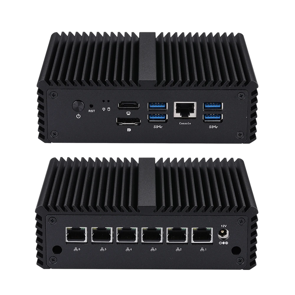 6x Intel i225V 2.5G LAN Console DP HD CPU Core i5-10210U Qotom Mini PC to DIY Soft Router Firewall Gateway