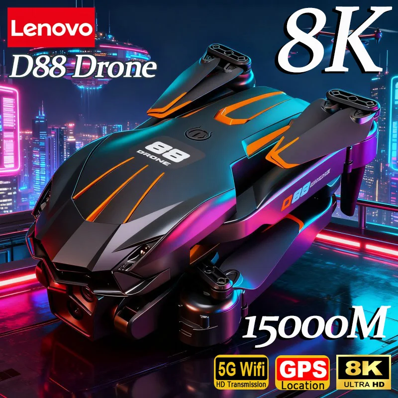 Lenovo D88 Drone 8K HD Dual Camera Professional Aerial Photography Optical Flow Hovering Gesture Shooting Folding Brushless UAV