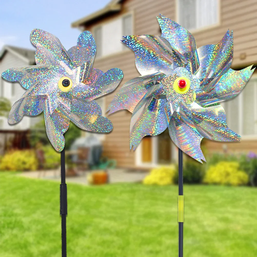 Anti Bird Laser Windmill Bird Repeller Windmill Pinwheels Reflective Bird Scare Deterrent Driving Windmill for Garden Lawn Yard