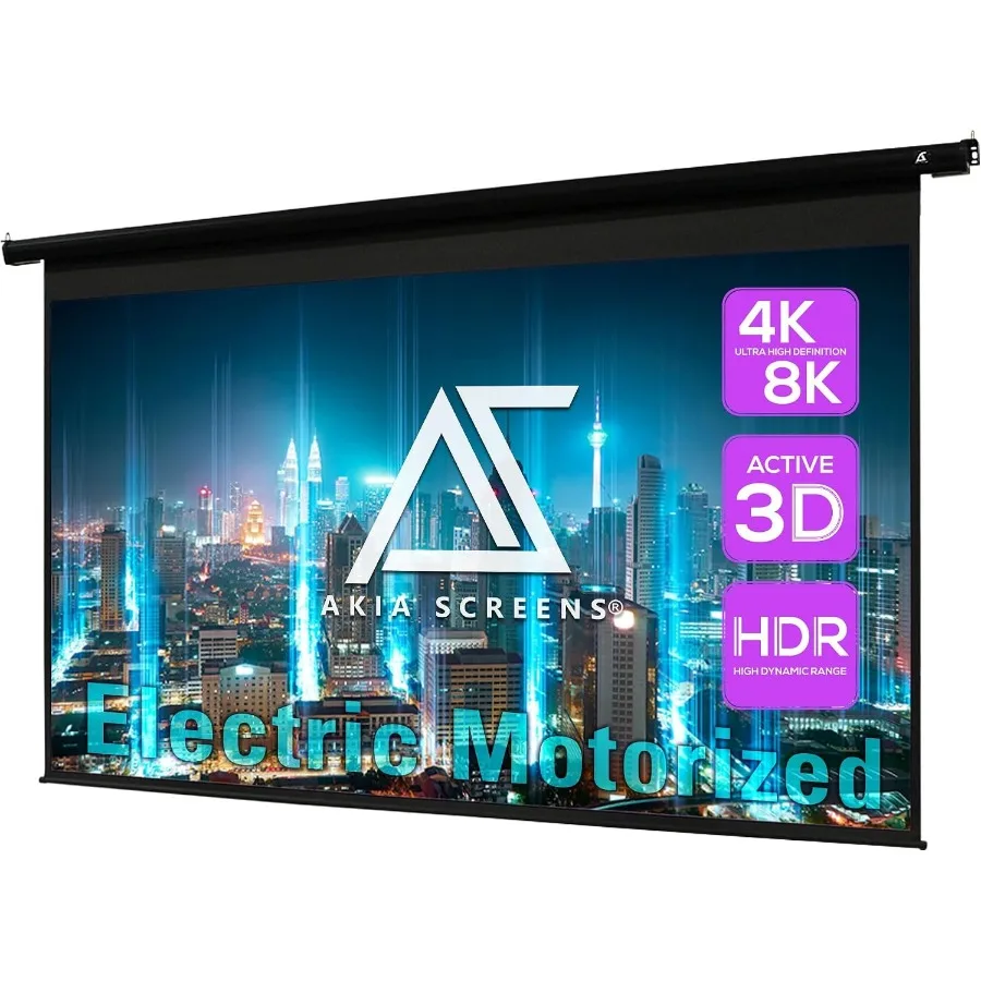 110 inch Electric Motorized Projector Screen Retractable 16:9 8K 4K HD 3D Ceiling Wall Mount Black Projection Screen Office Hom