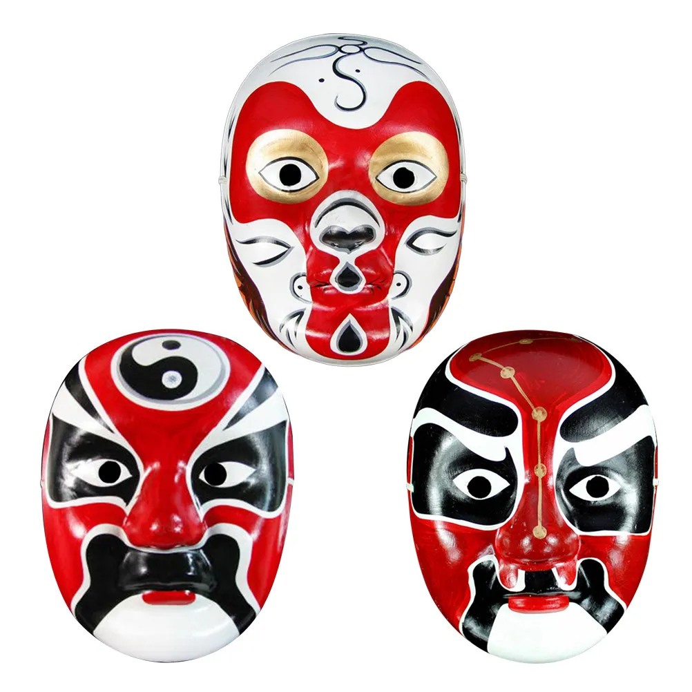 3Pcs Stereo Wall Surface Decoration Classical Opera Mask Pendant Sun Wukong Hand-Painted Wall Craft