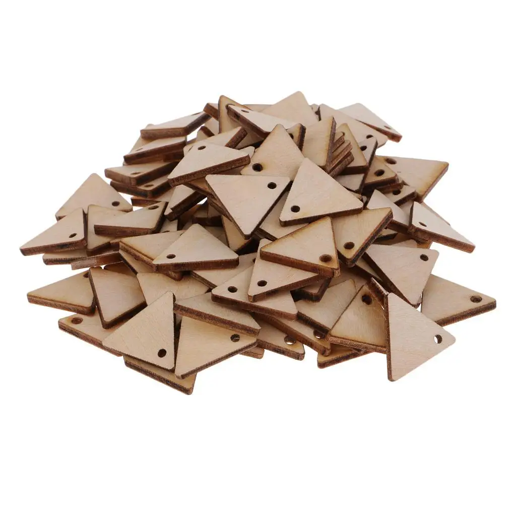 

2-6pack Triangle Shape Unfinished Wood Pieces with Hole for Crafts 100 Pieces