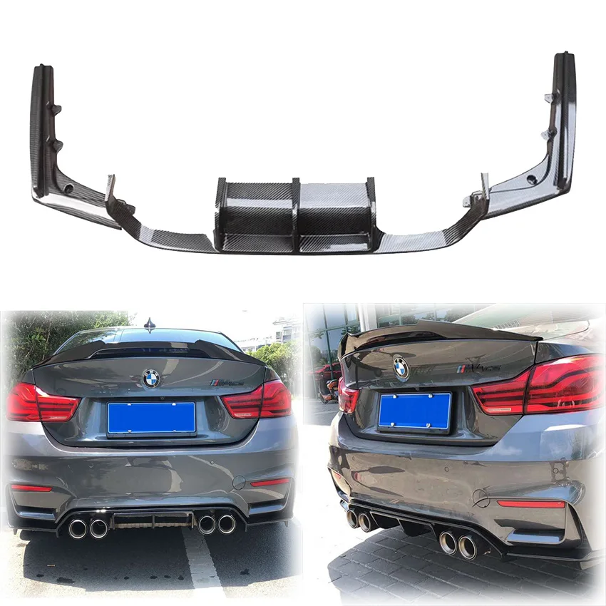 

2015 To 2020 For BMW F80 M3 F82 M4 Car Rear Bumper Splitter Lip Diffuser Spoiler Body Kit Glossy Black Carbon Fiber Look