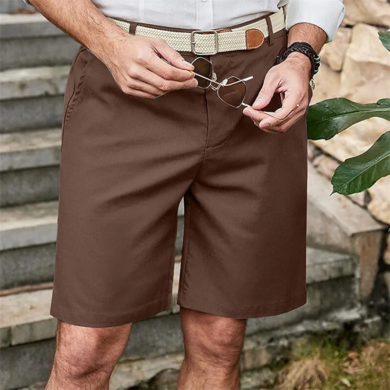 Men's-Cotton-Linen-Shorts-Summer-Casual-Straight-Leg-Breathable-Solid-Color-Outdoor-Golf-Walking-Shorts-with-Pockets