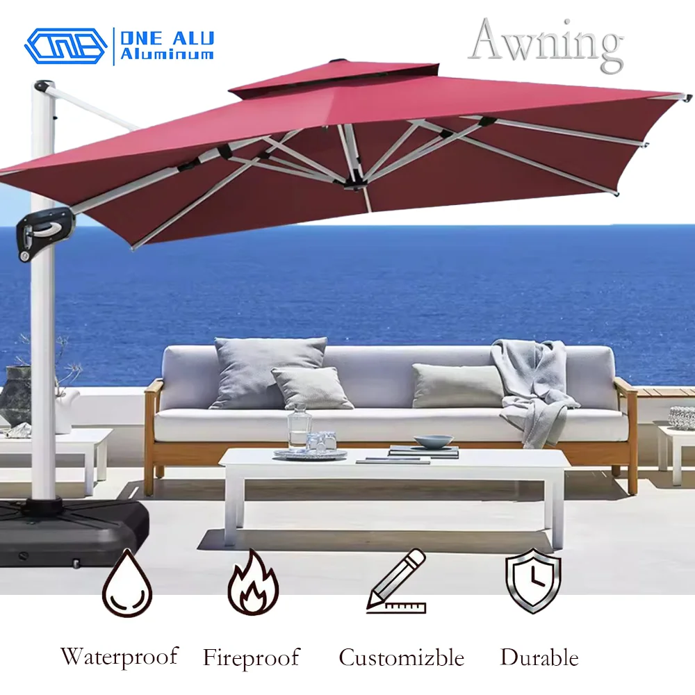 

OneAlu Waterproof Heavy-Duty Outdoor Patio Umbrella & Base - for Beach, Courtyard & Garden