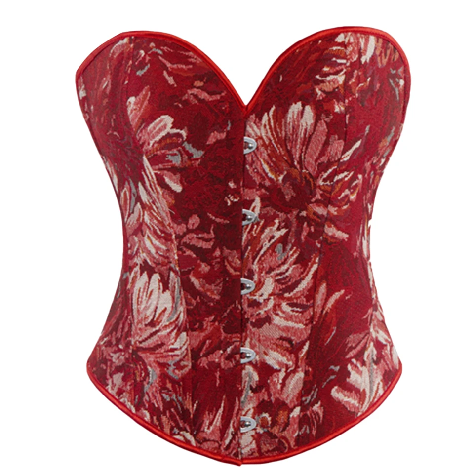 Becirzet Vintage Korsett Taillenformer Shapewear Mehrfarbige Blumen Bustier Top Schnürung Schlankmachende Damenbekleidung – Detail 36