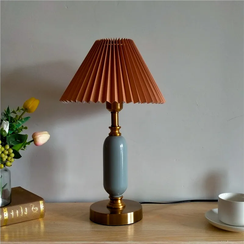 

Modern Oriental Modular Table Lamp - Vintage Bedside Lighting for Hotel & Nursery | Artistic Pleated Nightlight Design