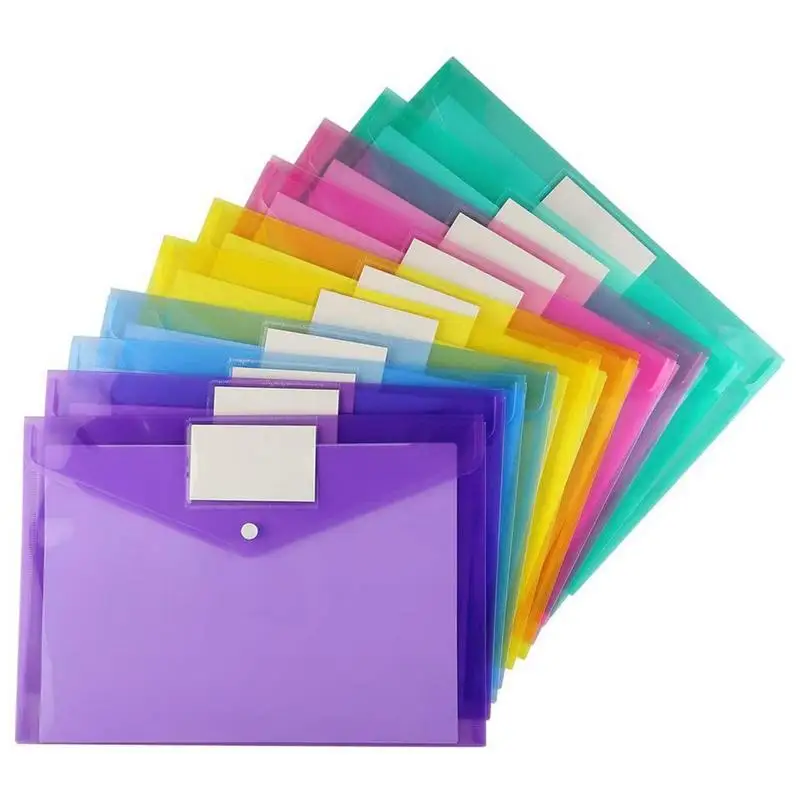 A4 Plastic Document Folder Clear Envelope Folder With Snap Button Durable Waterproof Storage Folder Organizer Random Color