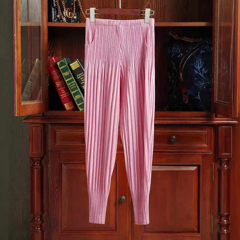 Miyake Pleated Pants Female Spring and Summer New Loose Thin Harun Pleated Radish Small Leg Pants Solid Color Versatile