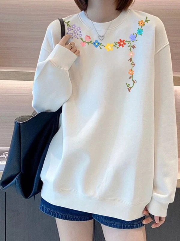 

Белая толстовка с принтом для женщин, новинка ранней осени 2025 года, с круглым вырезом, облегающая, укороченная, модная, маленький размер