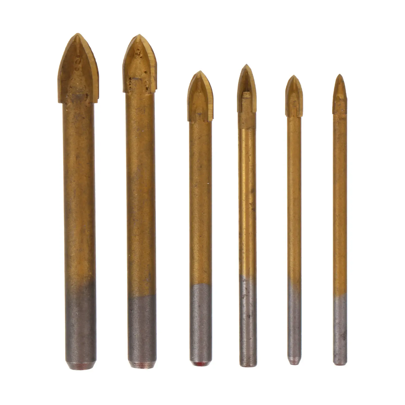 1Set Cross Spear Head Tile Drill Bit Titanium Coated Ceramic Glass Marble Hole Opener Durable Hardness Alloy Drill Bit Set view 4
