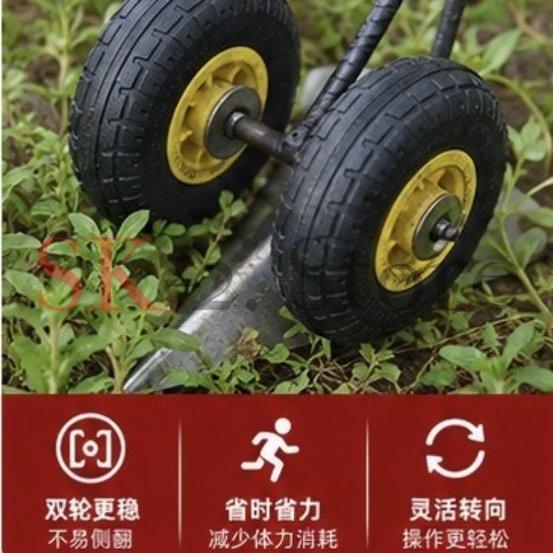Double-wheel assist hoe Agricultural three-in-one soil loosening Agricultural ditch hoe Wasteland opening flat hoe Triangular
