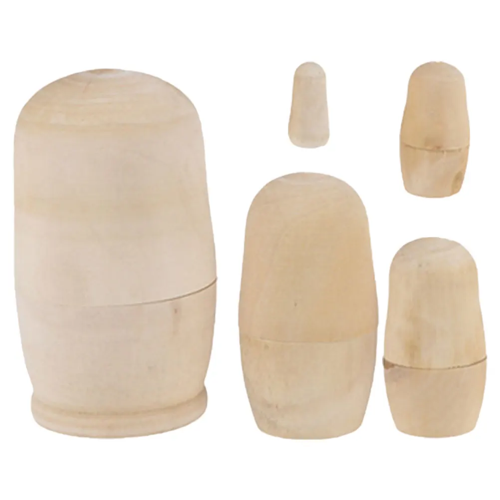 

5PCS White Matryoshka Unfinished Wood Nesting Toy Blank Russian DIY Wooden Graffiti Decor Bedroom Bookshelf