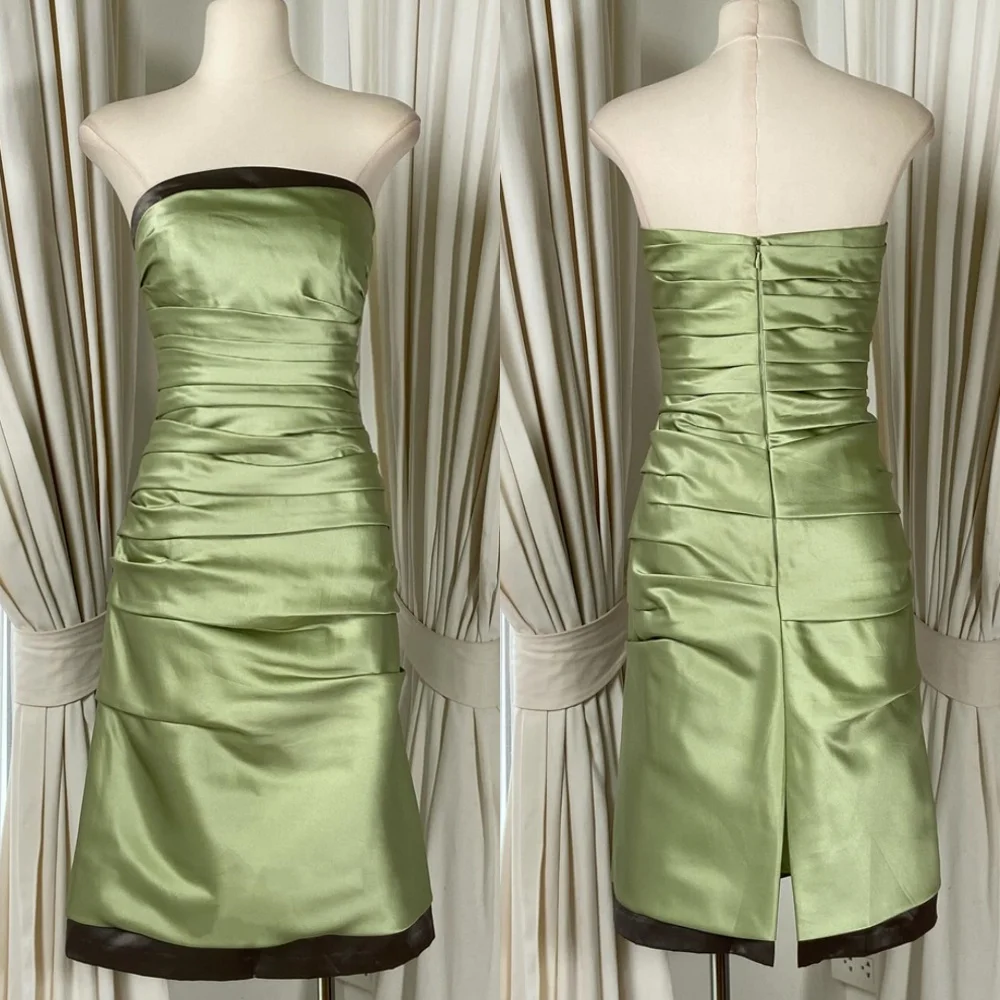 

Customized Sparkly Green Satin Evening Dress Luxury Strapless Sleeveless Homecoming Dresses Fashion Special Occasion Gowns