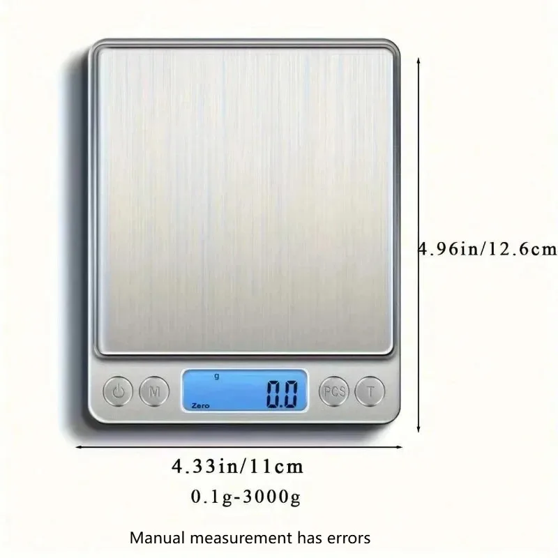 Mini Jewelry Pocket Scale with 2 Trays, LCD Display, High-quality Household Food Scale, Digital Kitchen Scale 3000g/0.1g