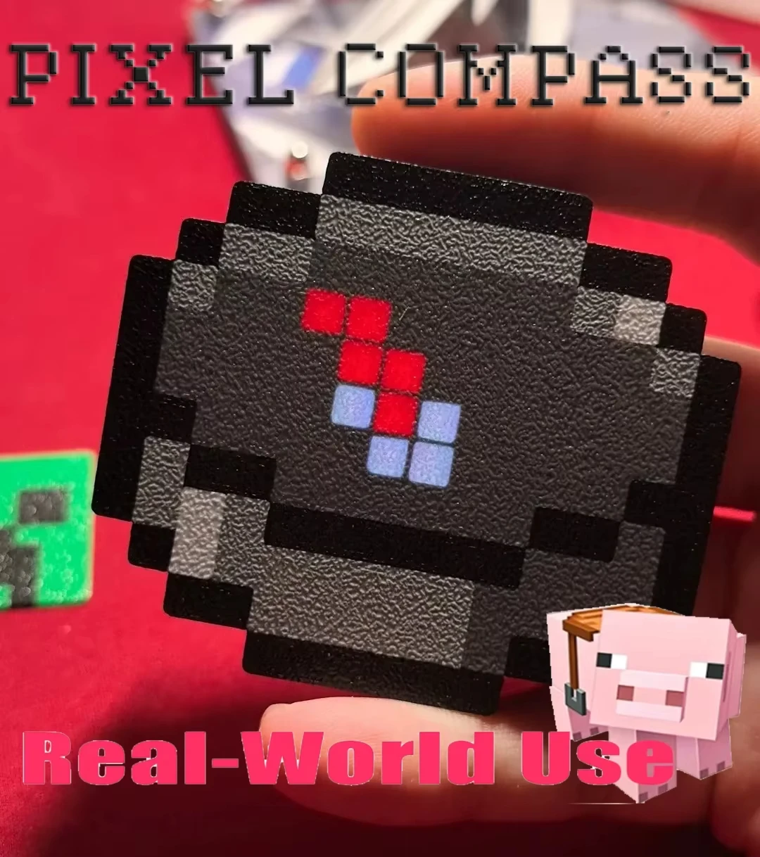 سلسلة مفاتيح بوصلة فنية بكسل الإلكترونية - مشبك حقيبة ظهر مكتشف الاتجاه، هدية على طراز الألعاب الرجعية للأطفال والرجال (هدية عيد ميلاد)