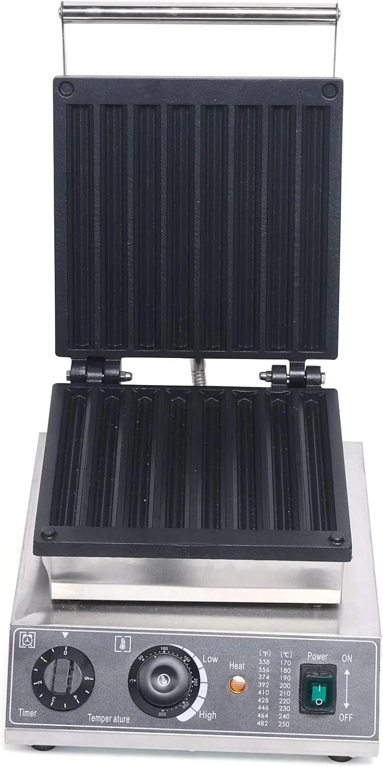 Máquina para hacer churros de 8 piezas, 1500 W 110 V 50 ~ 300 ℃   Gofrera Manual, máquina para hacer muffins, panadero, gofrera eléctrica antiadherente, acero inoxidable