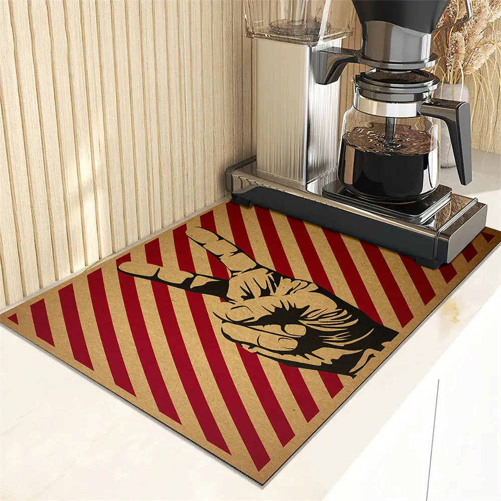 Retro Poster Pattern Drain Mat Absorbent Dish Fast Drying Drainer Mats Dinnerware Tableware Placemat Kitchen Bathroom Rugs