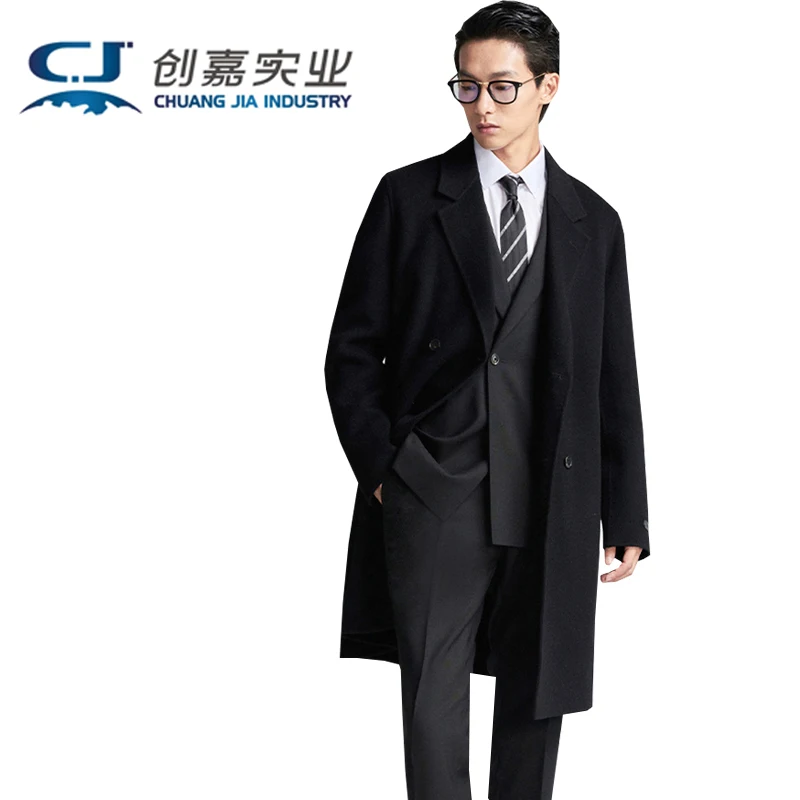 

Двустороннее мужское пальто из чистой шерсти, элегантное, изысканное, подходит для деловой повседневной одежды, элитная одежда, куртка большого размера