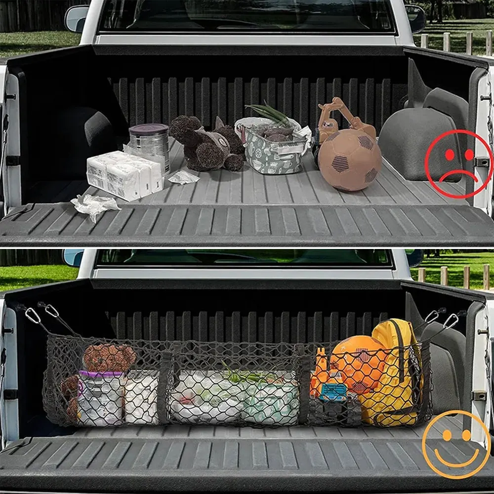 

1 Set Car Rear Cargo 3 Pockets Organizer Mesh Back Trunk Storage Elastic Net Large Capacity Luggage Storage Bag For SUV Pickup