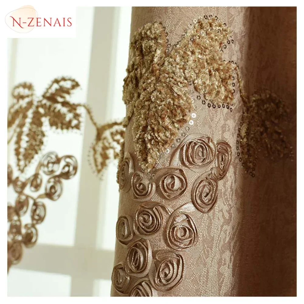 Embroidered Tray With Jacquard Curtain Finished Curtain Glass Window Blinds Curtains For Living Dining Room Bedroom
