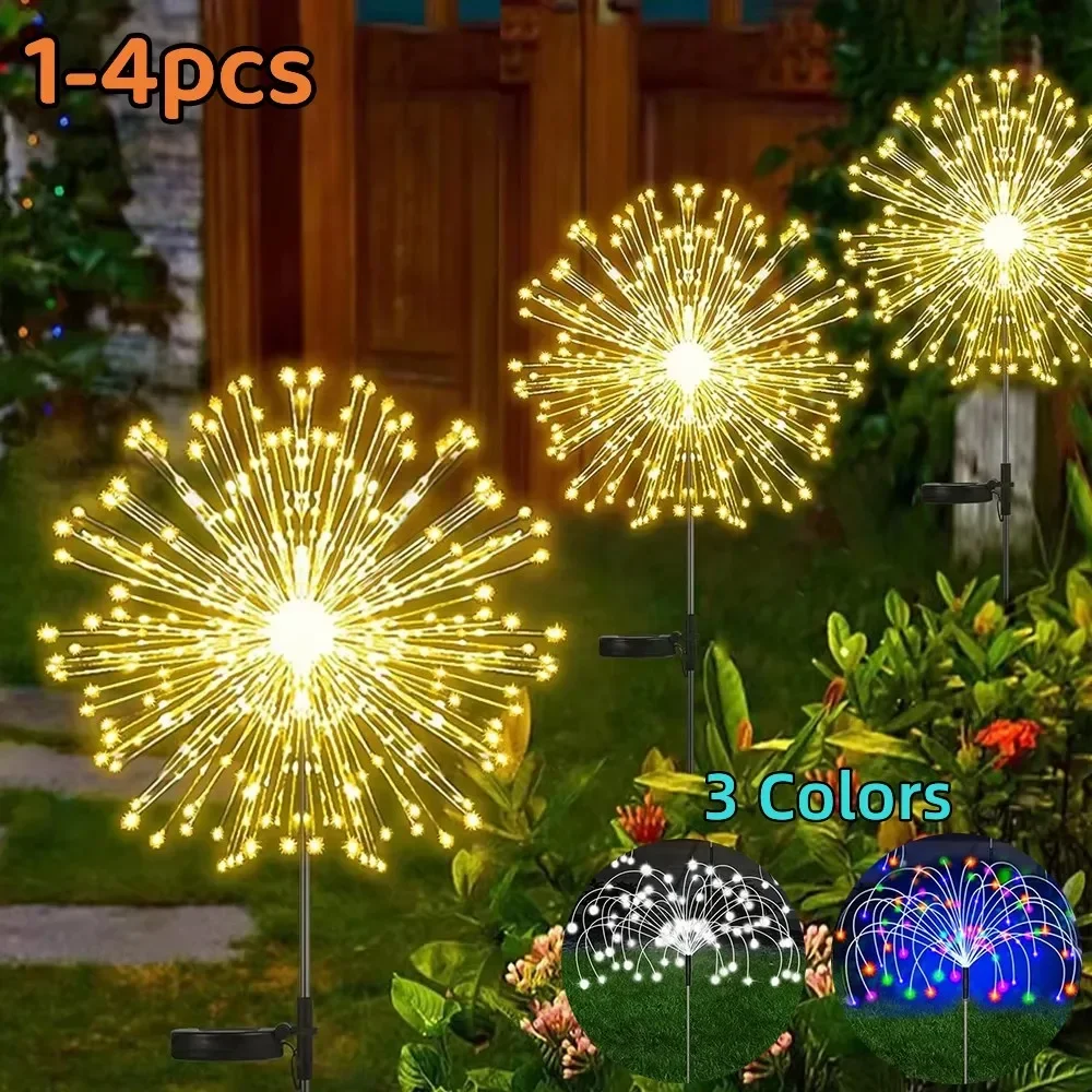 Solar Firework Lights Outdoor IP65 Waterproof Solar 8 Lighting Modes Fairy String Light Christmas Lighting Garden Decoration