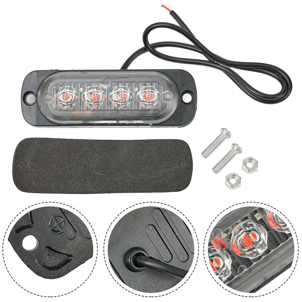 1Pcs 4LED Off-Road Car Trucks Safety Urgent Working Fog Red Light Lamp 12V 800LM 12W LED Urgent Light Fast Heat Dissipation  