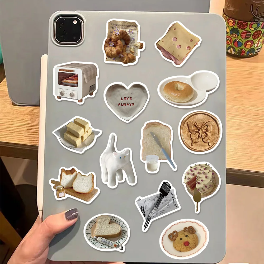 50PCS Korean Retro Bread Cat Graffiti Stickers Decorative Luggage Laptop Diary Scrapbook Stickers ﻿