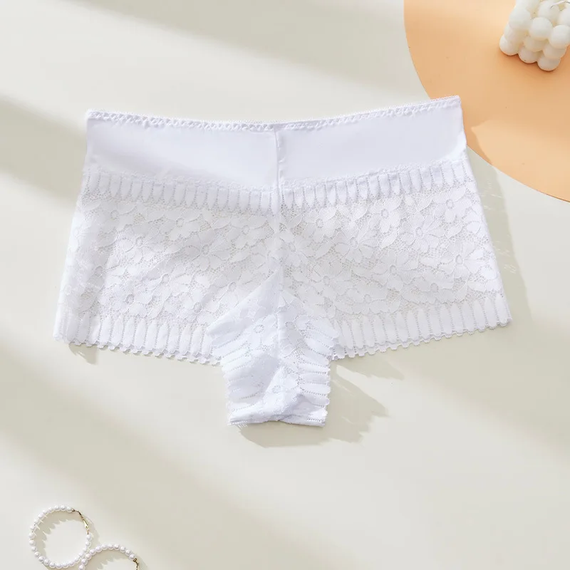 الدانتيل الأزهار مثير سيور منتصف الخصر سراويل النساء سلس جوفاء تنفس الملاكمين الملابس الداخلية الإناث بويشورت العشير