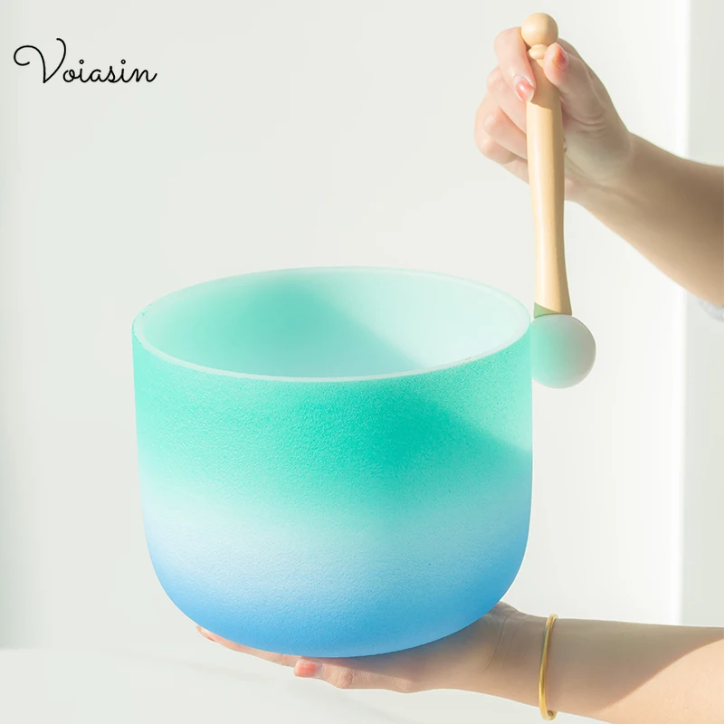 

6~12 дюймов Поющая чаша из чистого кварца, зеленый, белый, синий, 440/432 Гц, Voiasin Sound Therapy Meditation с молотком, комплект уплотнительных колец